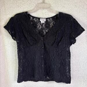 Cinema Etoile Cropped Lace Lingerie Top Black Women's Size L Fairy Whimsygoth